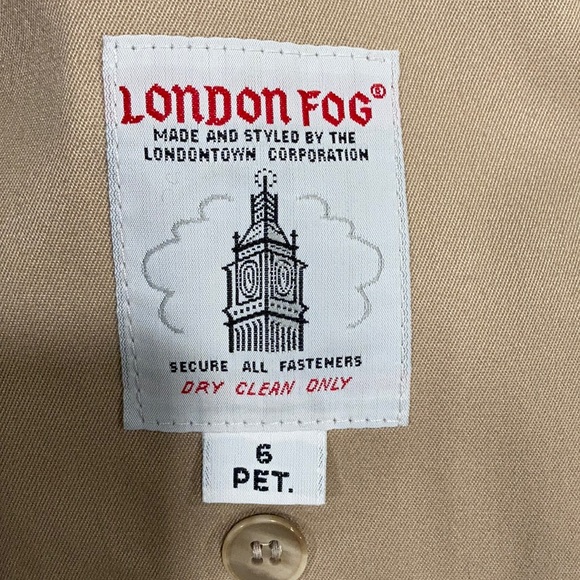 Vintage 80s London Fog Belted Trench Coat Size 6p Removable Inner Wool Lining - Picture 3 of 16
